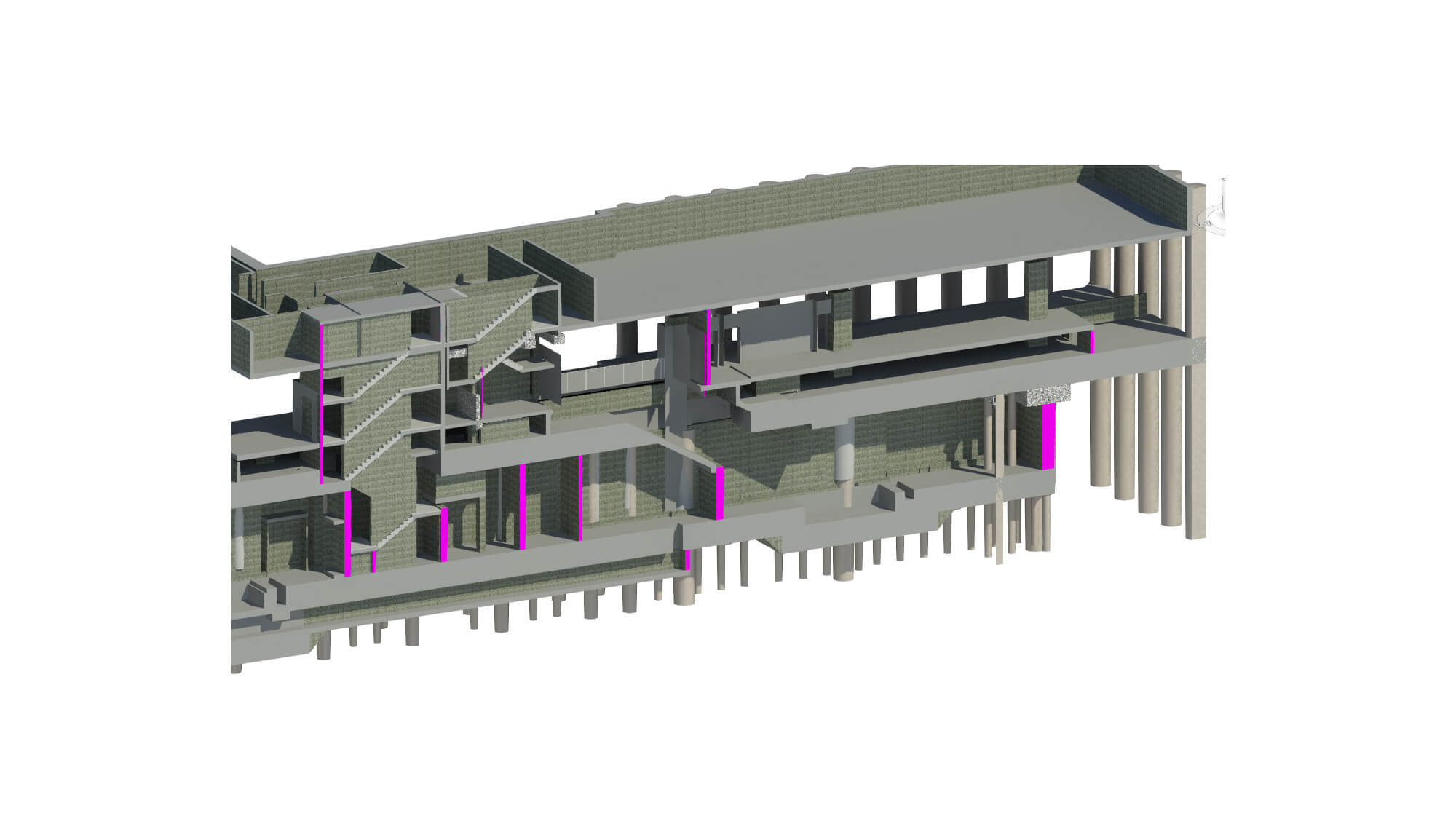 Bachy Soletanche Singapore – A Sectional View of T219 Existing NSL Orchard Station to New platform Linkway level BIM model